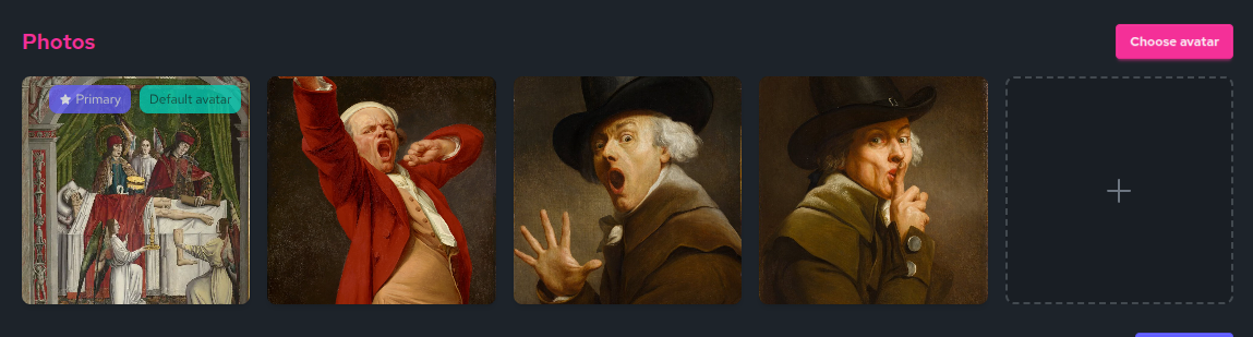 Avatar with photos example.